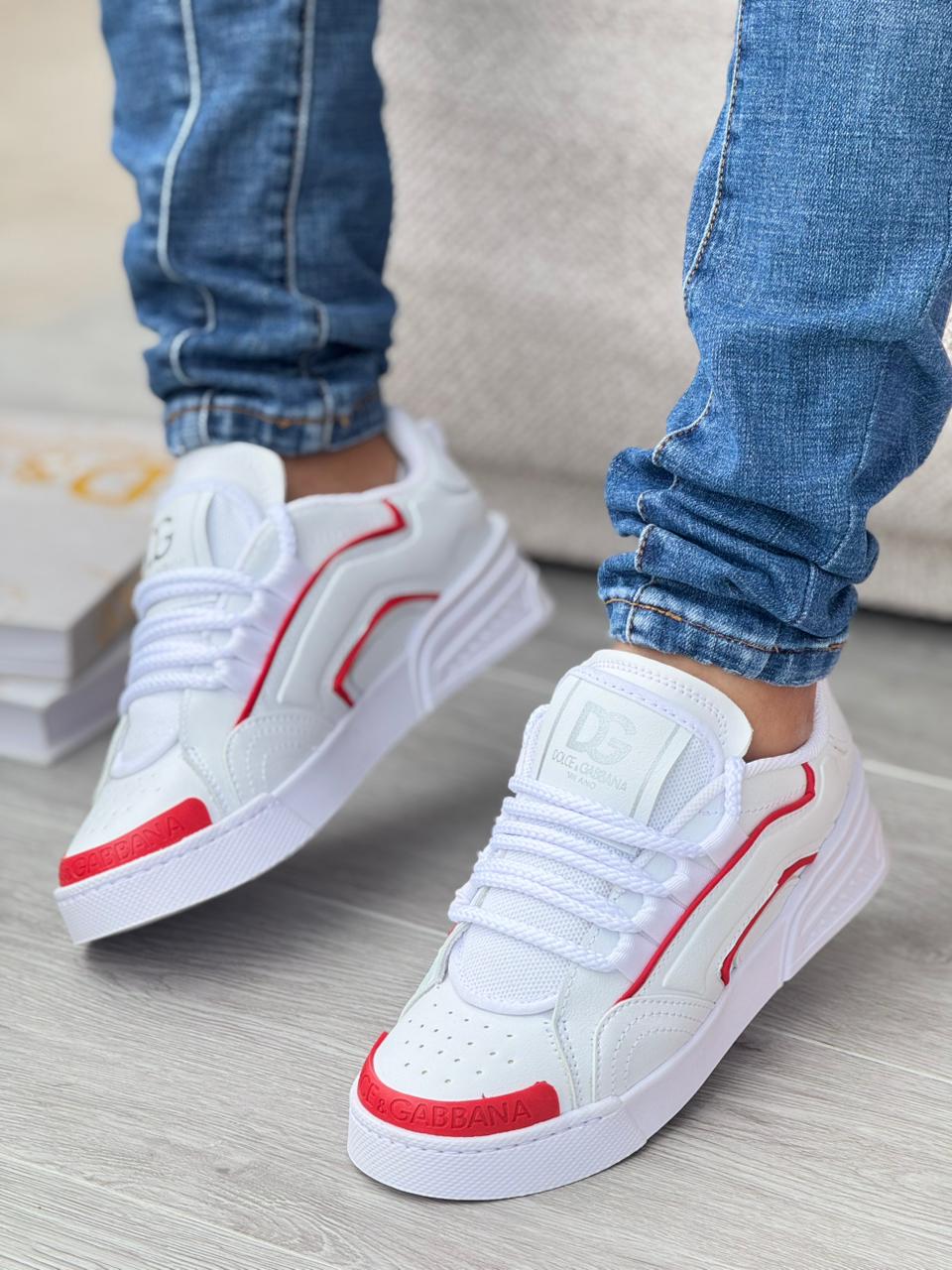 TENIS DOLCE CABALLERO BLANCO X ROJO