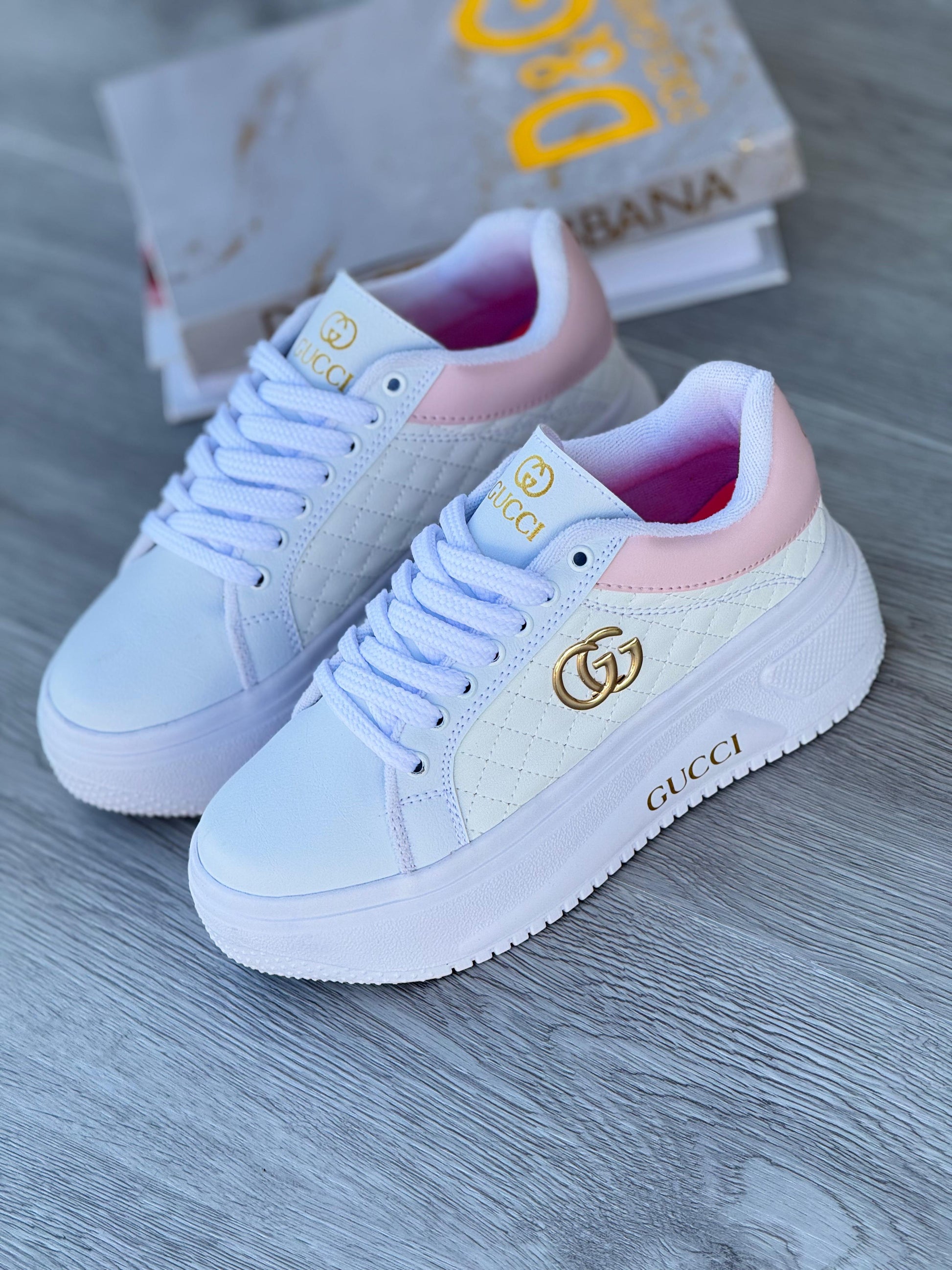 TENIS GUCCI DAMA BLANCO X ROSA