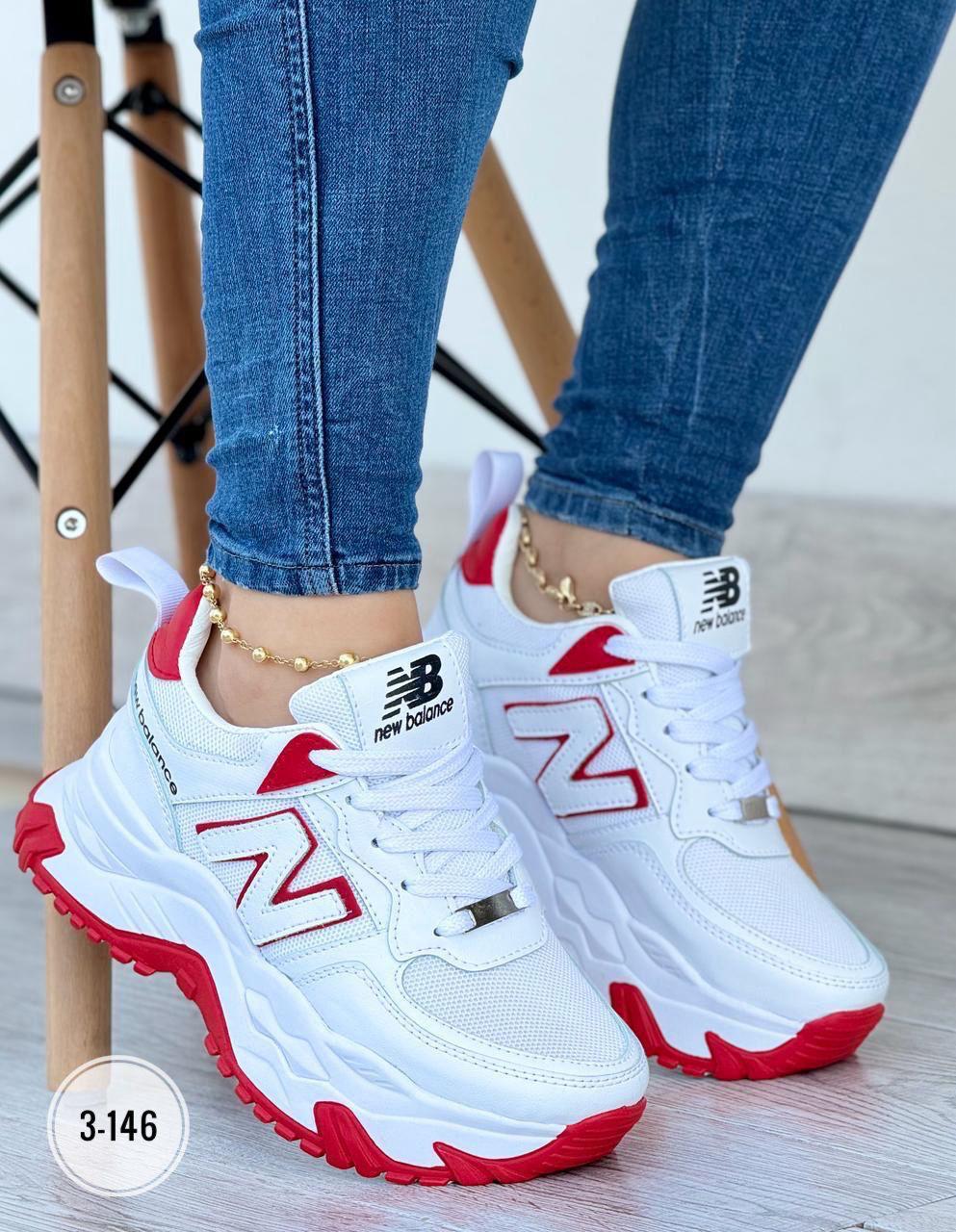NEW BALANCE DAMA BLANCO X  ROJO