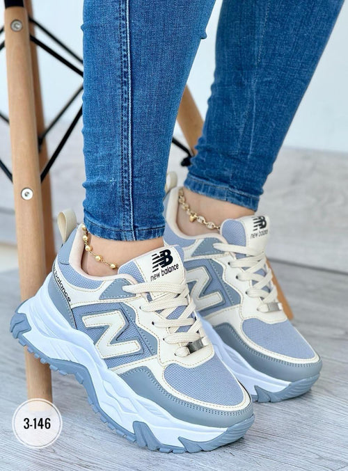 NEW BALANCE DAMA BLANCO X  GRIS